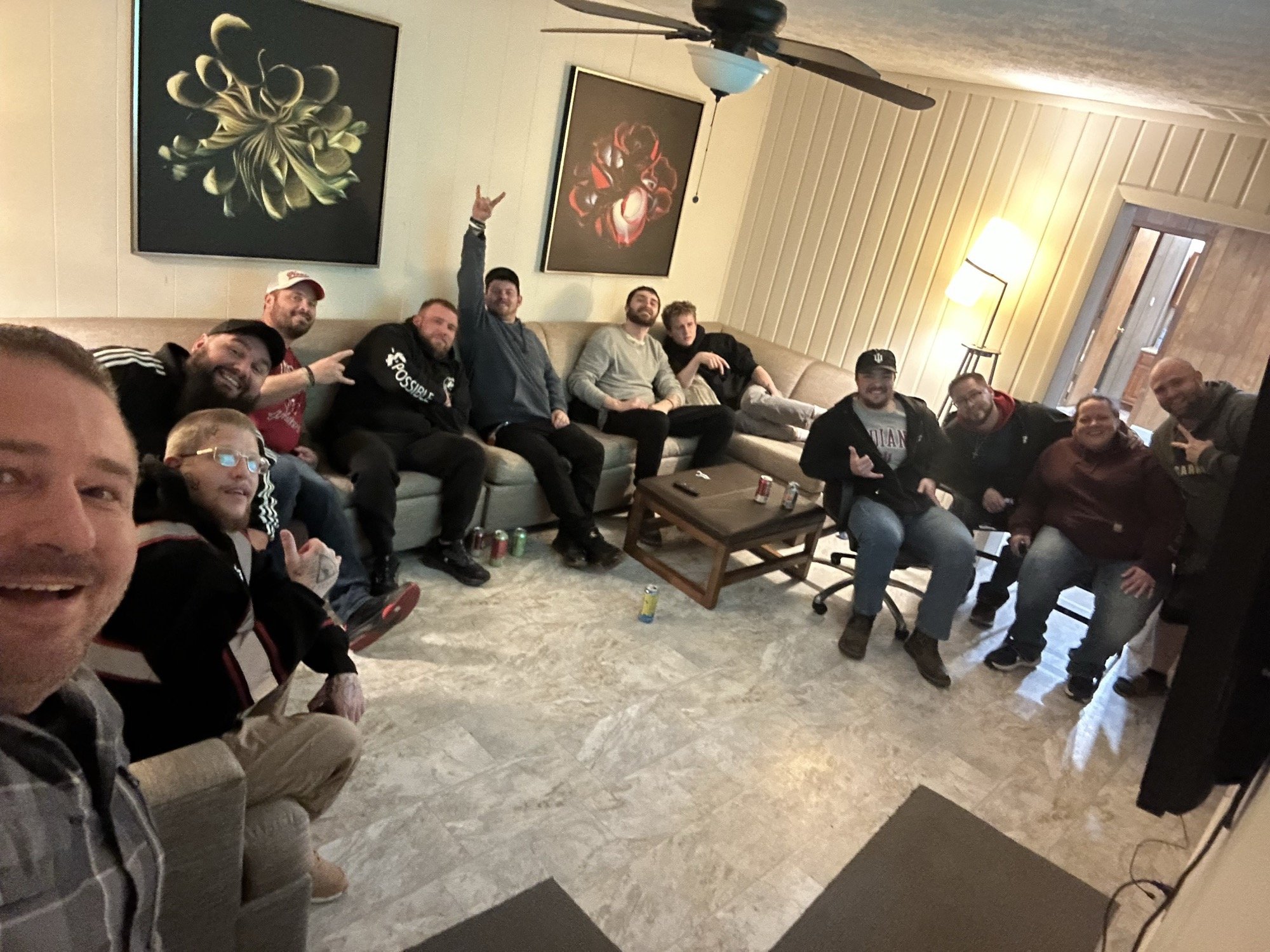 Residents together in the living room