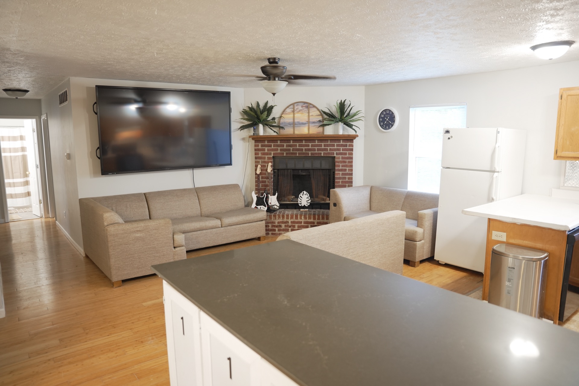 Living room with fireplace